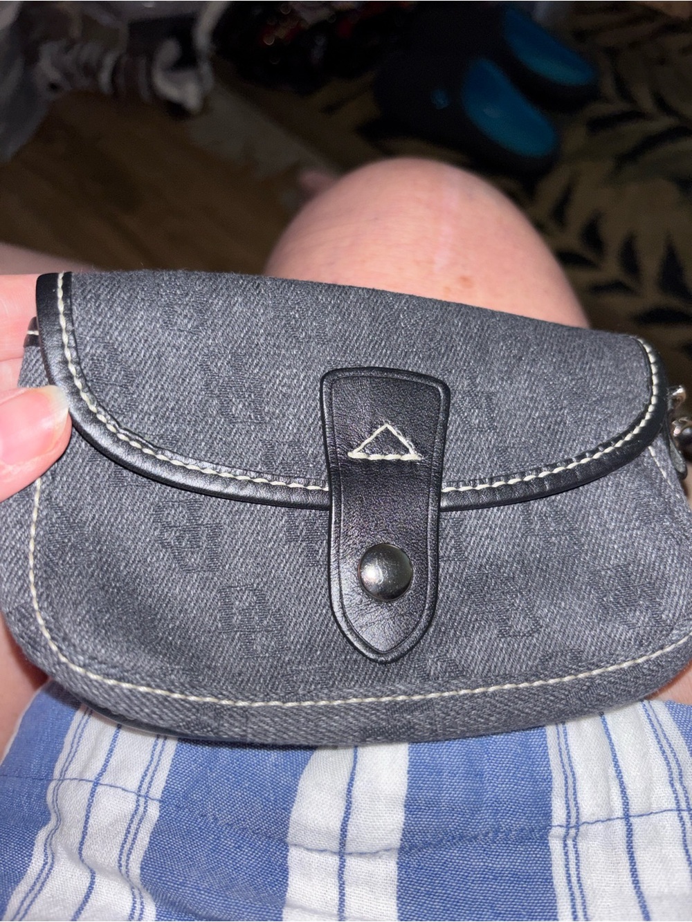 Dooney & Bourke Gray Monogram Snap Key & Card Pouch